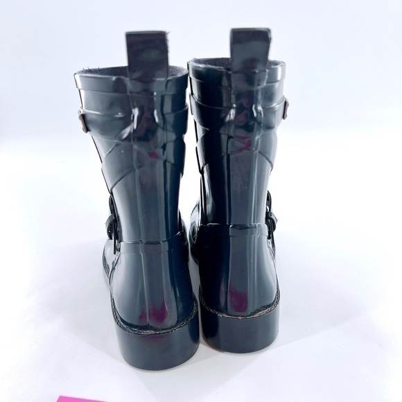 Coach Lester Short Calf Navy Blue Rubber Wellies Rain Boots with Buckle size 6 B - Picture 12 of 13
